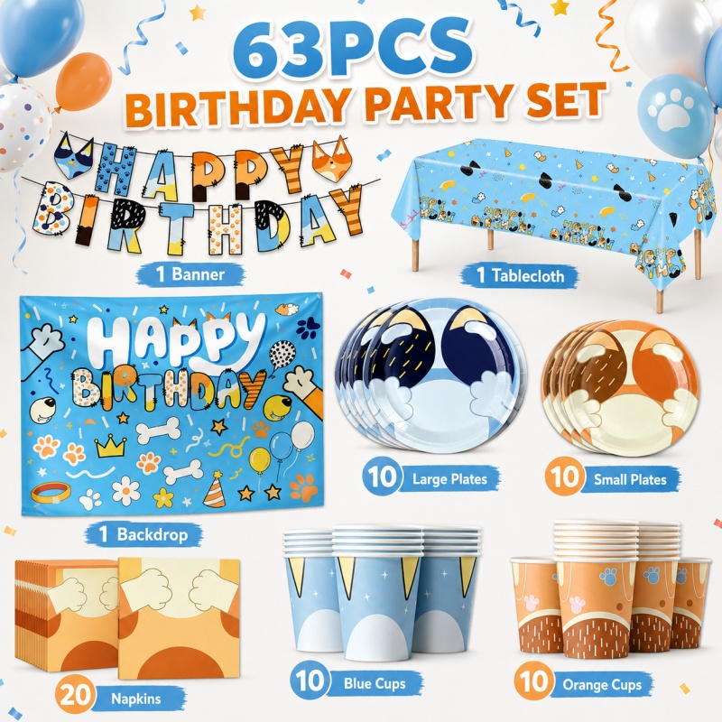 Pet Supplies In Bulk - Набор одноразовой посуды с мультяшным рисунком